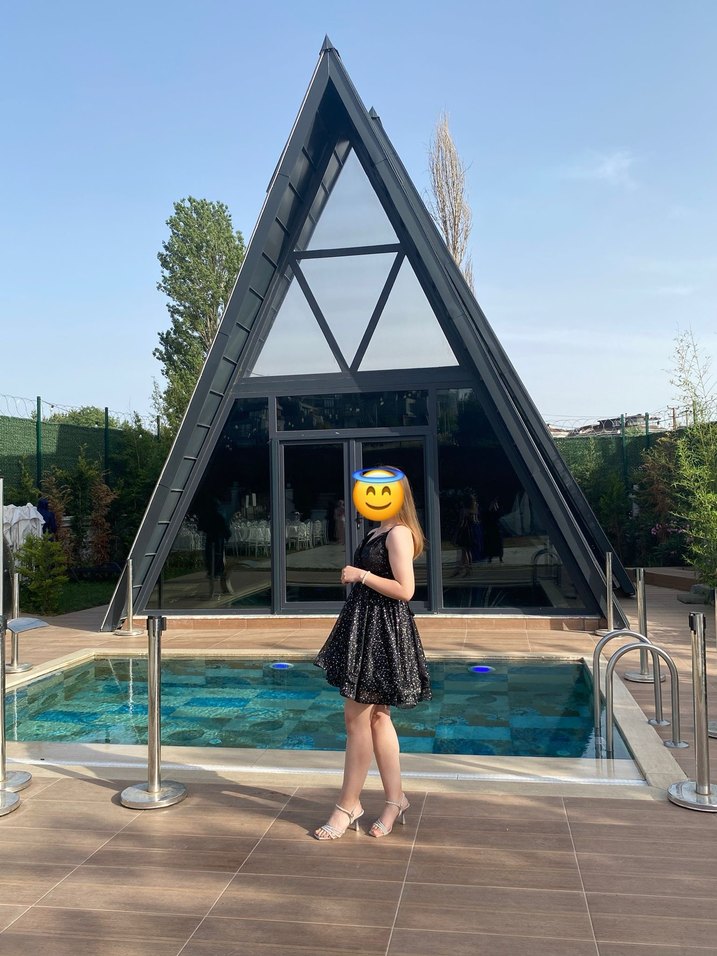 Siyah Puantiyeli Dantel Detaylı Straplez Mini Elbise - Görsel 2