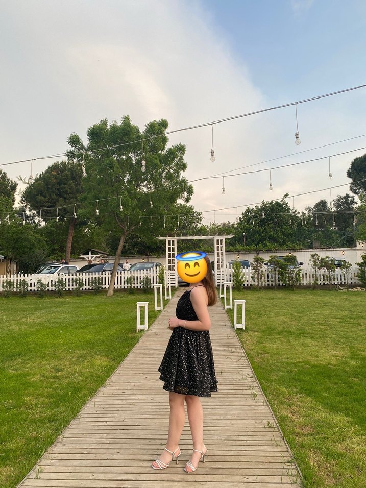 Siyah Puantiyeli Dantel Detaylı Straplez Mini Elbise - Görsel 4