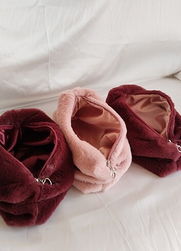 XL bordo peluş bordo astar