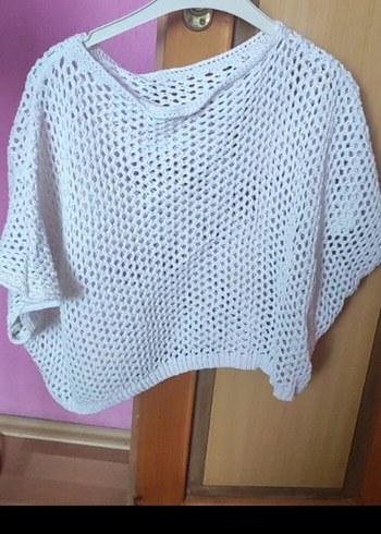 Diğer Beyaz Kadın Örgü Poncho