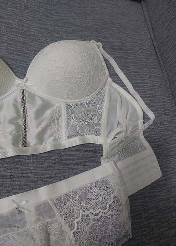 Diğer Dantel Detaylı Beyaz Bohem Sütyen ve Külot Takımı