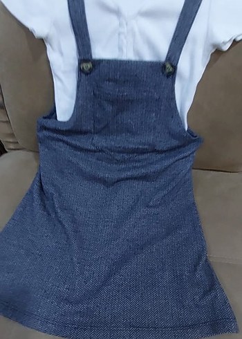 Düğmeli Gri Denim Kadın Kısa Tulum - Görsel 2