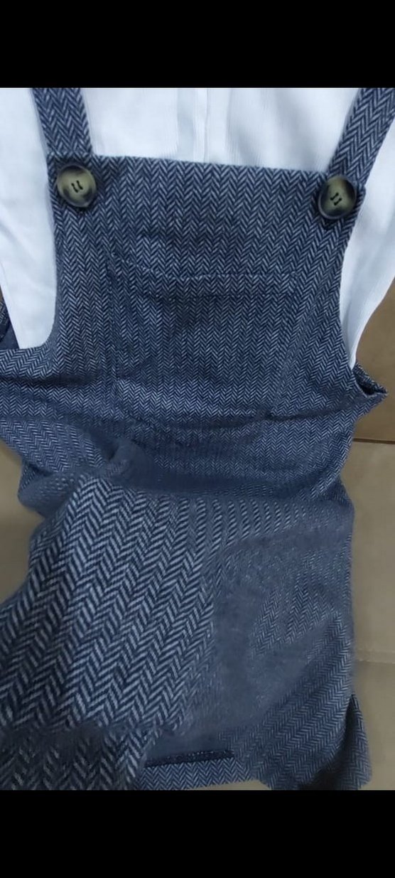 Düğmeli Gri Denim Kadın Kısa Tulum - Görsel 4