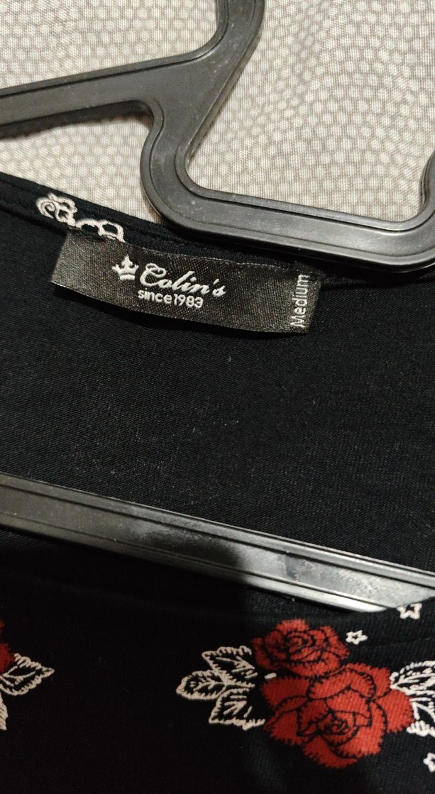 Çiçek Desenli Siyah Uzun Kadın Elbise - Görsel 4