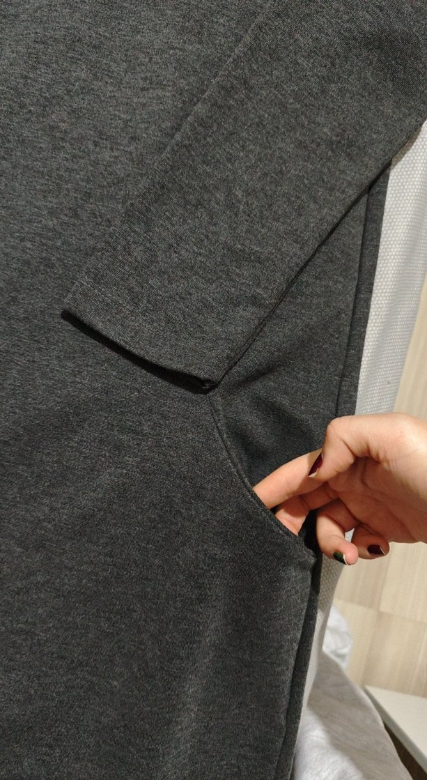 Gri Kadın Triko Midi Elbise - Görsel 2