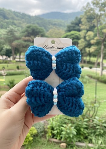 Pembe Örgü Çocuk Saç Tokası - Görsel 3