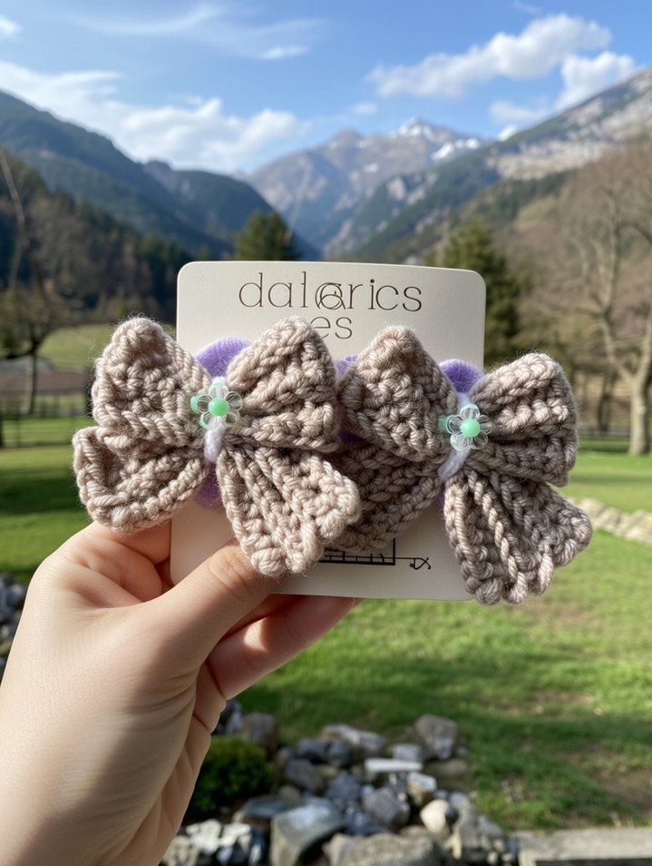 Pembe Örgü Çocuk Saç Tokası - Görsel 2