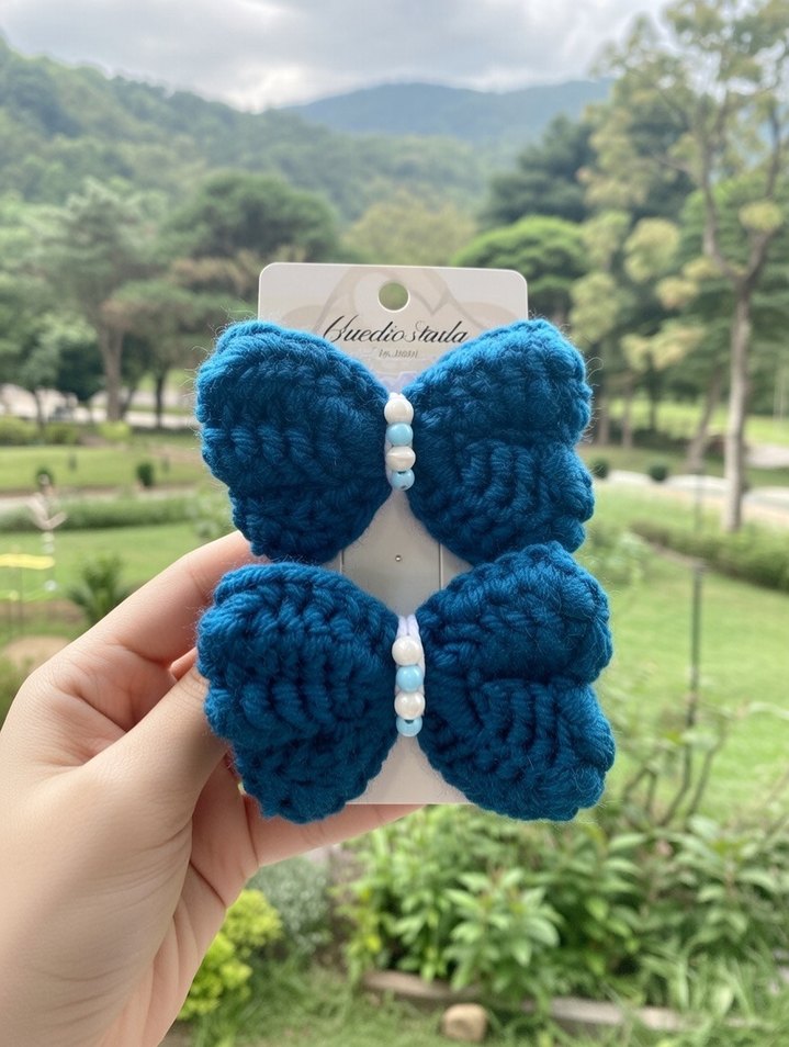 Pembe Örgü Çocuk Saç Tokası - Görsel 3