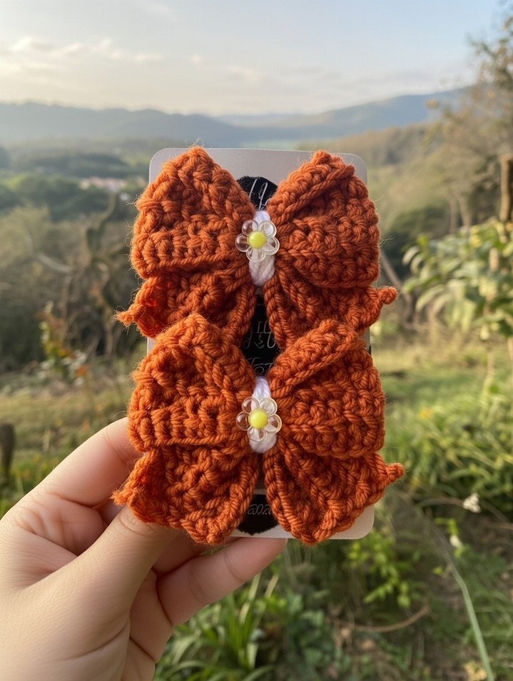 Pembe Örgü Çocuk Saç Tokası - Görsel 4