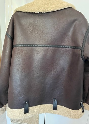 Zara Kürk Detaylı Kahverengi Deri Kadın Ceket