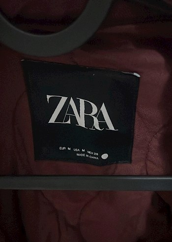 Zara Bordo Midi Kadın Ceket Fermuarlı