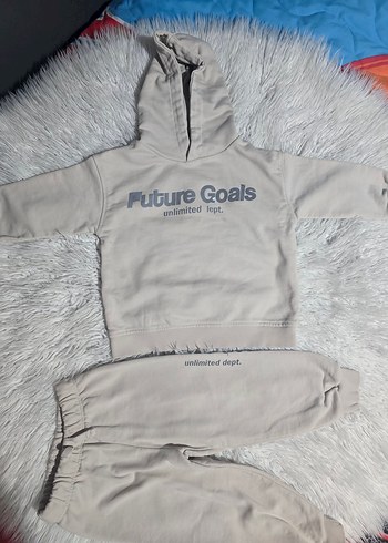 Bej Kapüşonlu Erkek Çocuk Eşofman Takımı - Görsel 2