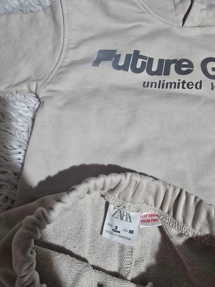 Bej Kapüşonlu Erkek Çocuk Eşofman Takımı - Görsel 5