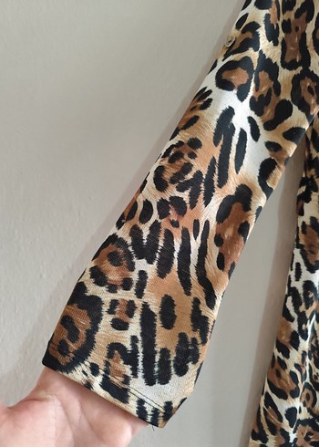 l Beden Leopar Desenli Kadın Kimono