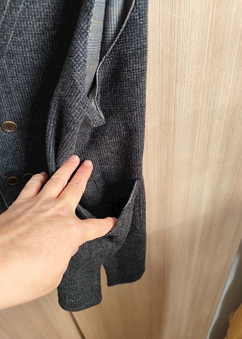 çift taraflı giyilebilen Düğmeli Gri Keten Erkek Yelek - Görsel 9