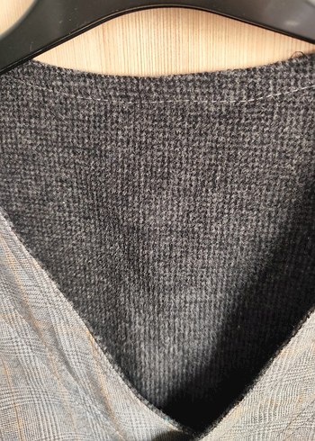 çift taraflı giyilebilen Düğmeli Gri Keten Erkek Yelek - Görsel 4