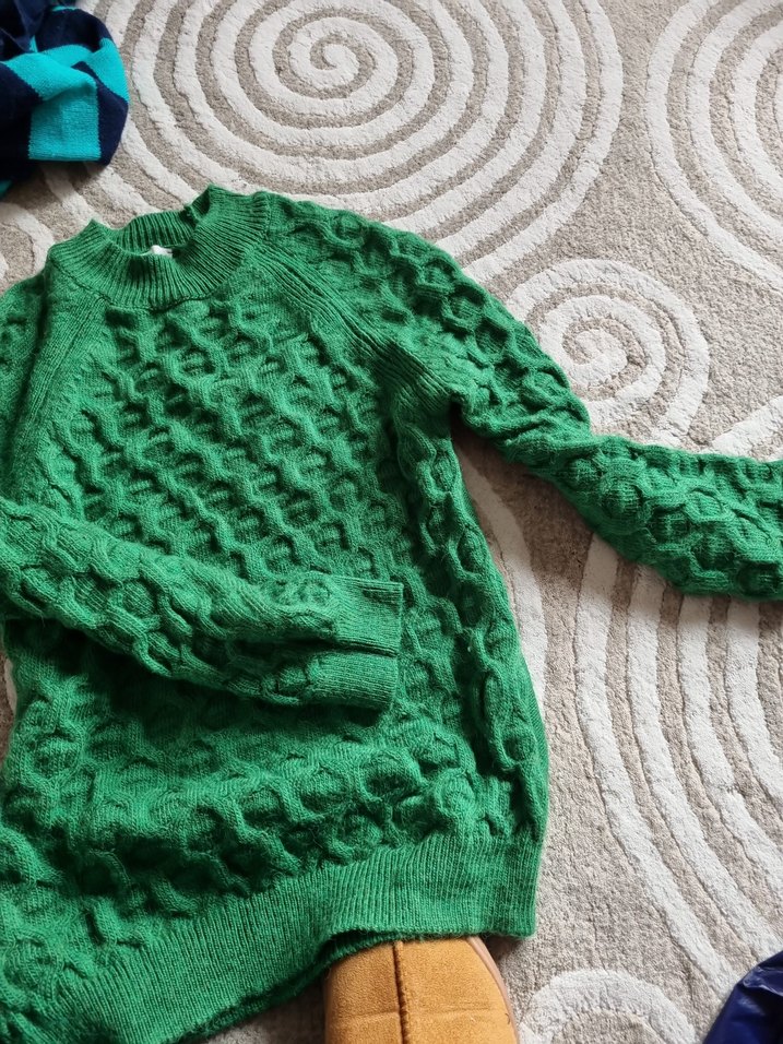 Yeşil Örgü Bohem Kadın Kazak - Görsel 2