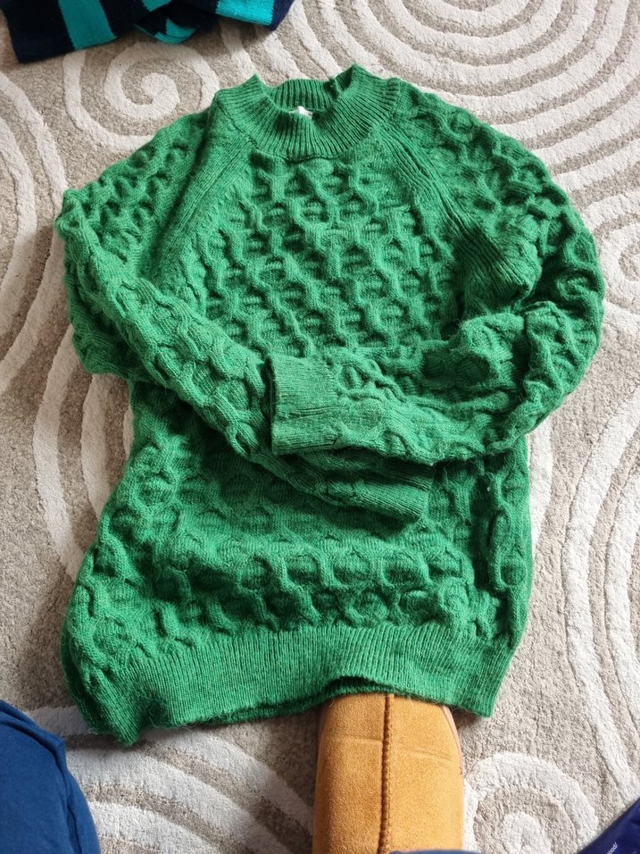 Yeşil Örgü Bohem Kadın Kazak - Görsel 3