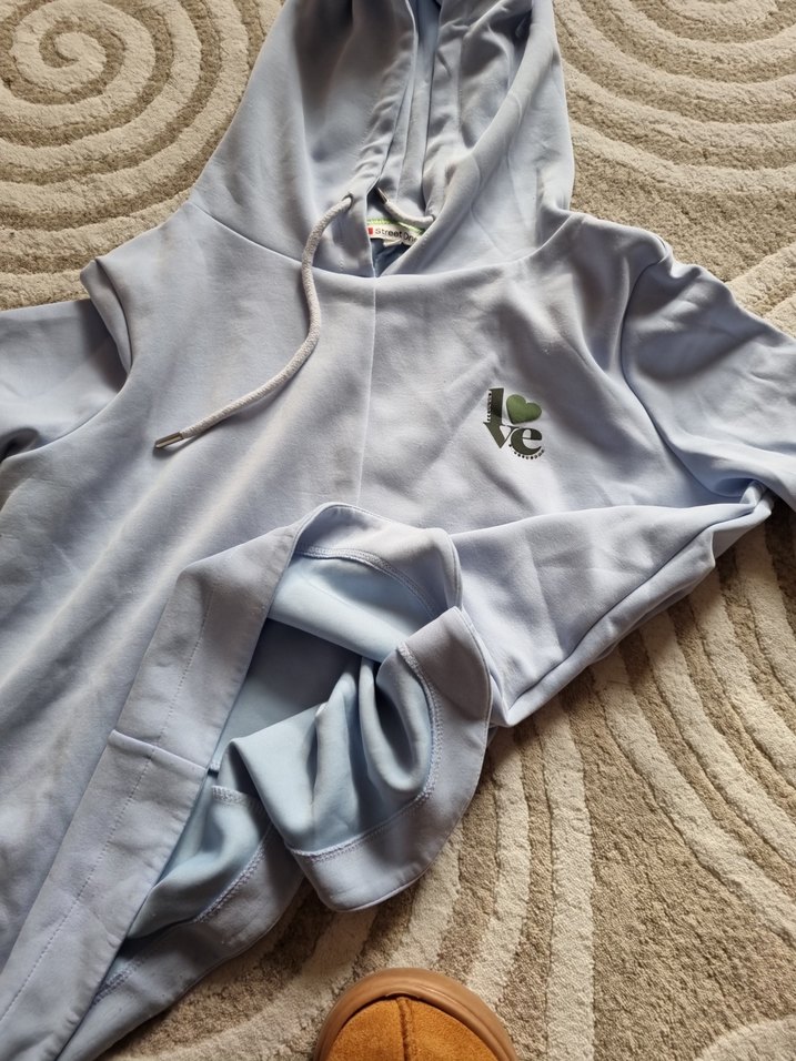 Mavi Kapüşonlu Rahat Kesim Kadın Sweatshirt - Görsel 2