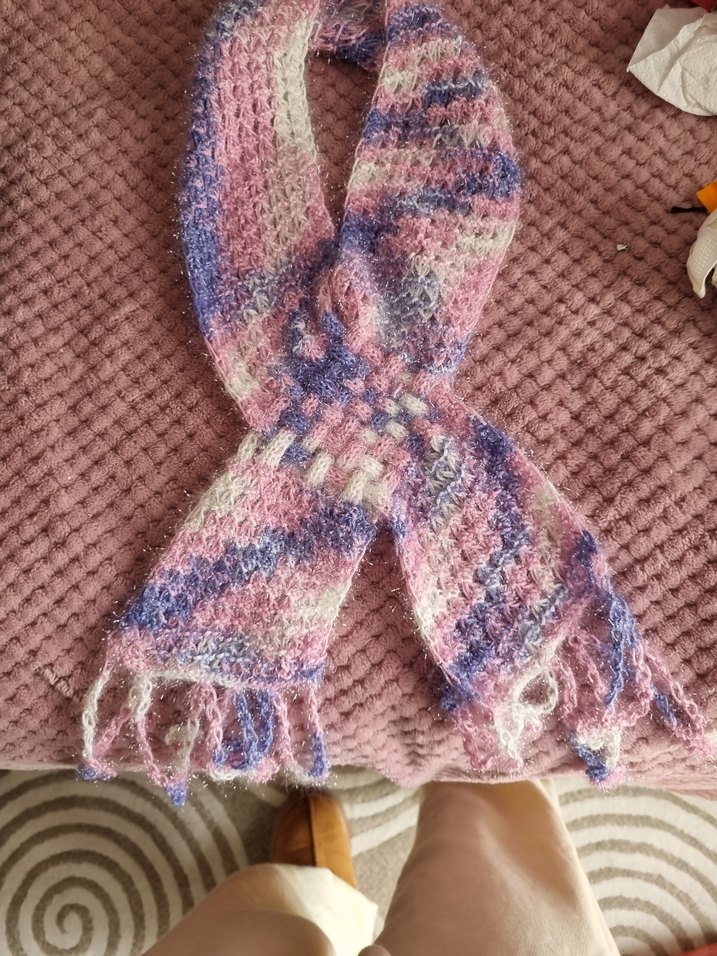 Örgü Kadın Şal Çok Renkli Pastel Tonlar - Görsel 4