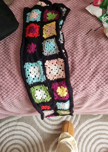 Renkli Desenli El Örgüsü Battaniye - Görsel 3