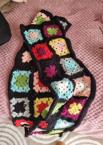 Renkli Desenli El Örgüsü Battaniye - Görsel 2