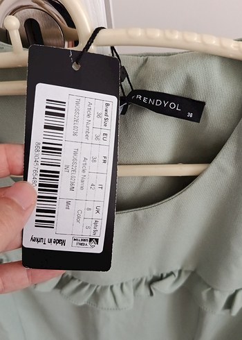 Trendyol & Milla Yeşil Midi Elbise, Kısa Kollu, Fırfırlı