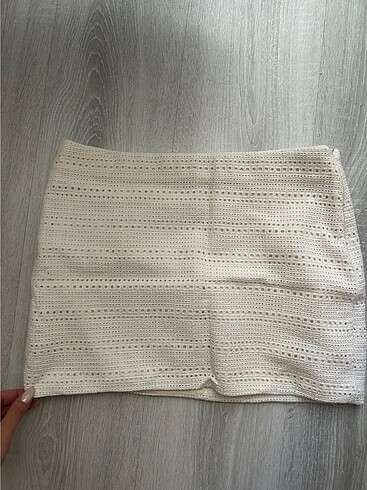 zara fistolu mini beyaz etek