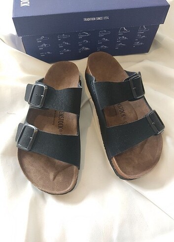 Birkenstock Birkenstock terlik siyah deri