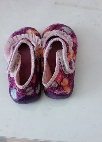 Kızlar için Mor Bağlama Desenli Sıcak Ev Terliği - Görsel 2