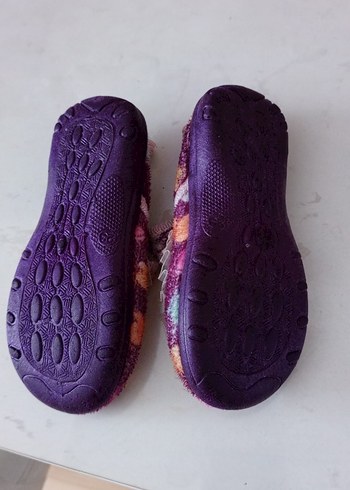 Kızlar için Mor Bağlama Desenli Sıcak Ev Terliği - Görsel 3