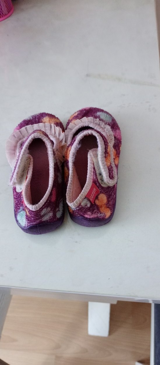 Kızlar için Mor Bağlama Desenli Sıcak Ev Terliği - Görsel 2