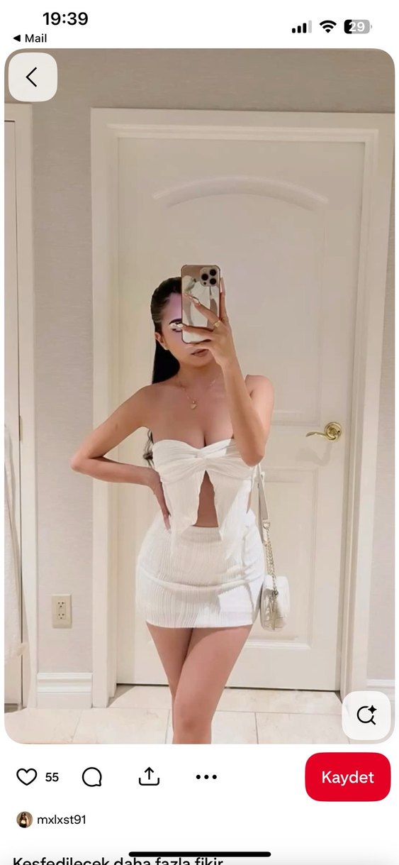 Beyaz Drapeli Straplez Mini Elbise - Görsel 2