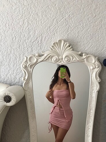 PEMBE ALT ÜST MİNİ ETEK TAKIM
