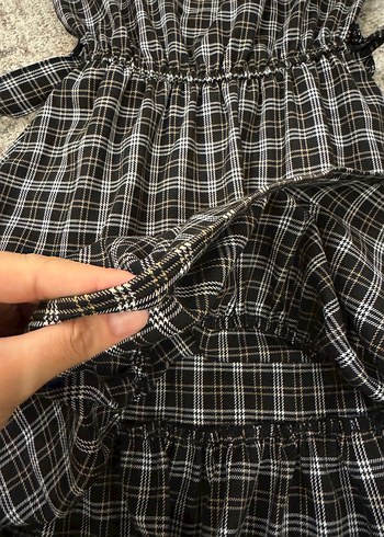 Gri Kareli Kemerli Midi Elbise - Görsel 6