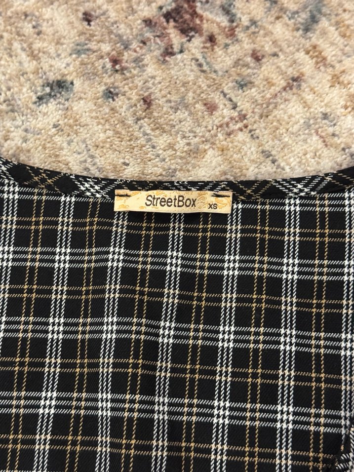 Gri Kareli Kemerli Midi Elbise - Görsel 3