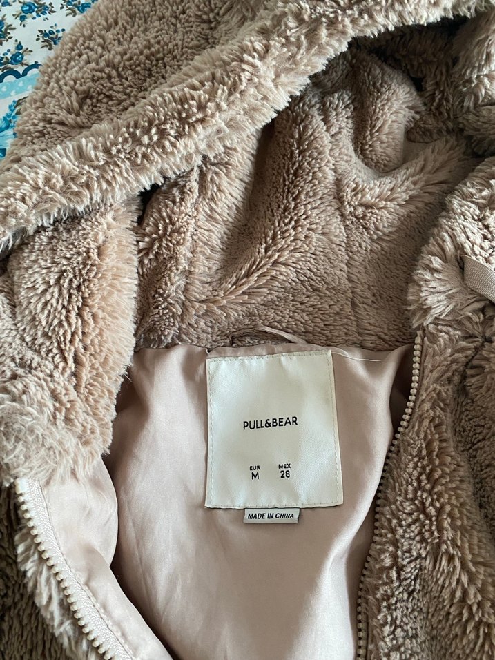 Bershka Kahverengi Kapüşonlu Kadın Peluş Ceket - Görsel 3