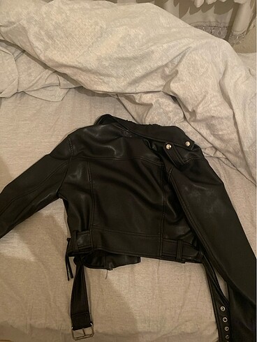 Bershka deri biker ceket - Görsel 4