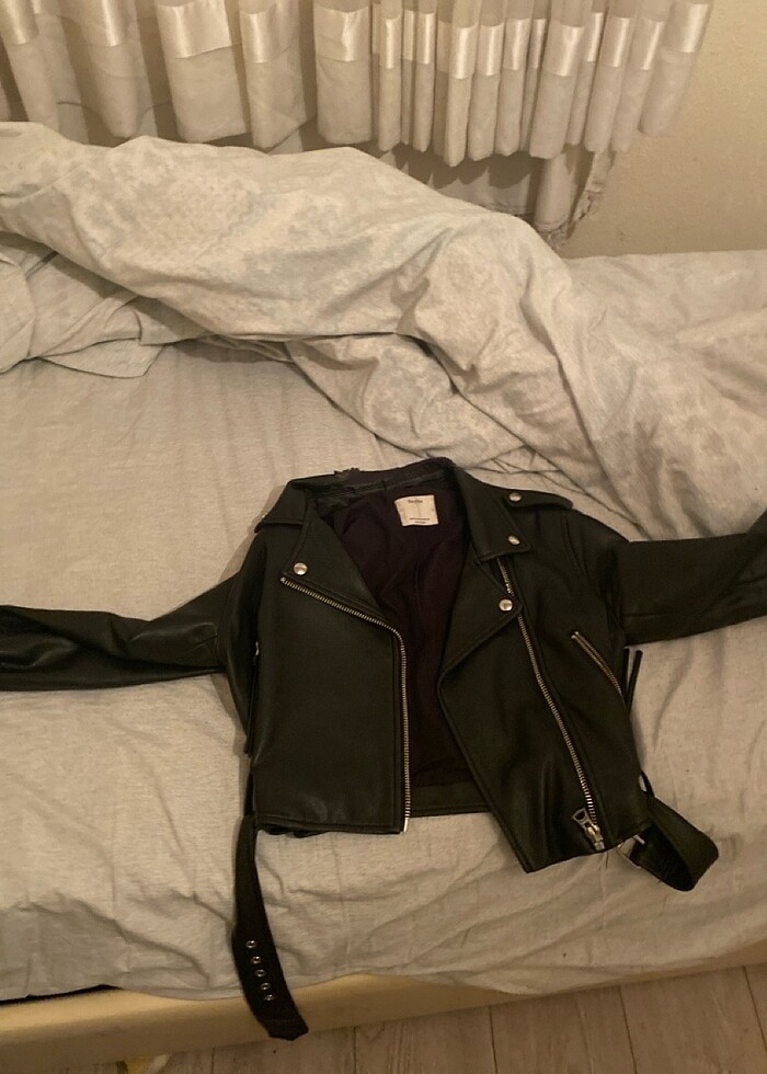 Bershka deri biker ceket - Görsel 3