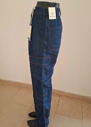 m Beden Navy Renkli Salaş Kadın Denim Pantolon