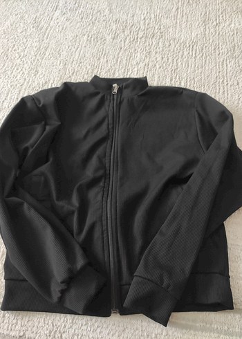 Siyah Fermuarlı Yüksek Yakalı unisex hırka