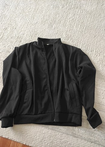 l Beden siyah Renk Siyah Fermuarlı Yüksek Yakalı unisex hırka