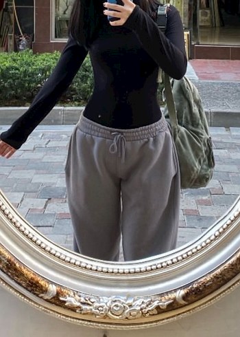 s Beden Gri oversize basic eşofman altı