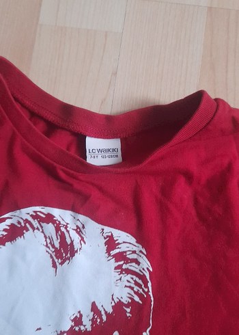 LC Waikiki Kırmızı Baskılı unisex Çocuk Uzun Kollu Tişört