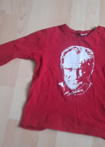 Kırmızı Baskılı unisex Çocuk Uzun Kollu Tişört