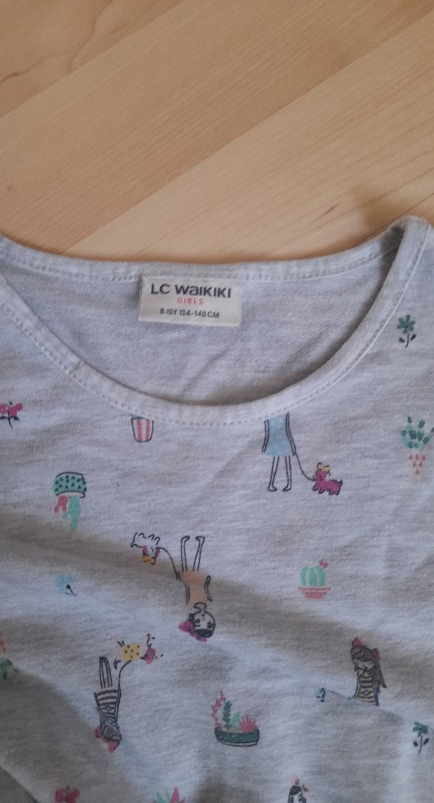 Gri Uzun Kollu Kız Çocuk Elbise - Görsel 2