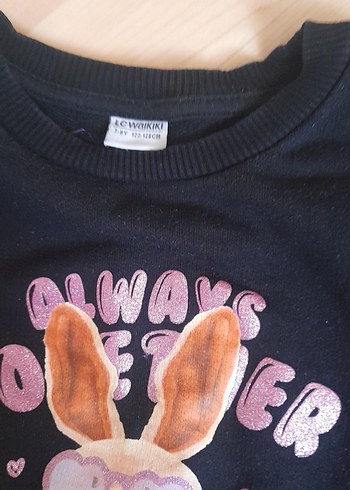 Kız Çocuk Siyah Baskılı Sweatshirt - Görsel 2