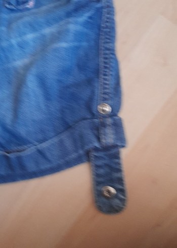 Mavi Parlak Kemer Tokalı Kız Kot Tulum - Görsel 2