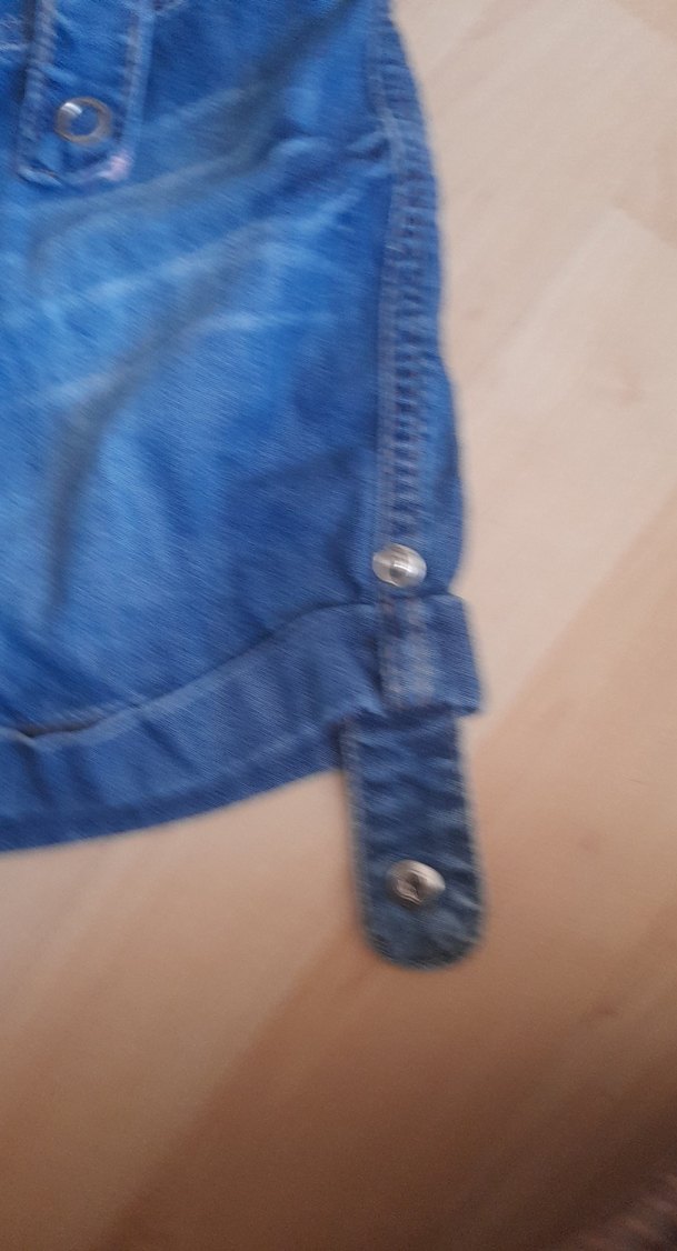 Mavi Parlak Kemer Tokalı Kız Kot Tulum - Görsel 2