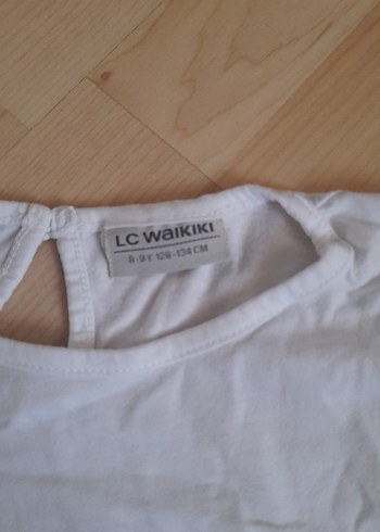 Kız Çocuk Beyaz Keten Kısa Kollu Tişört - Görsel 2